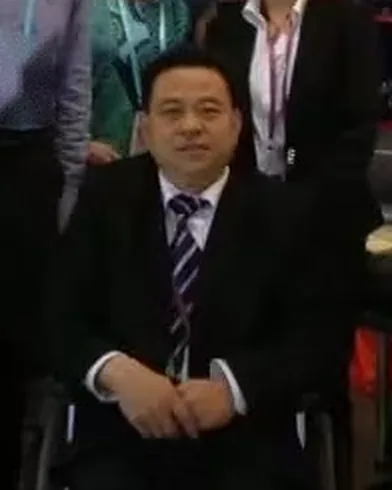 Daniel Fu, Bearing Sales Manager, at a trade fair