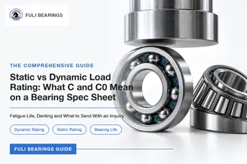 Deep groove ball bearing under a steel press plate beside a tapered roller bearing, with the article title