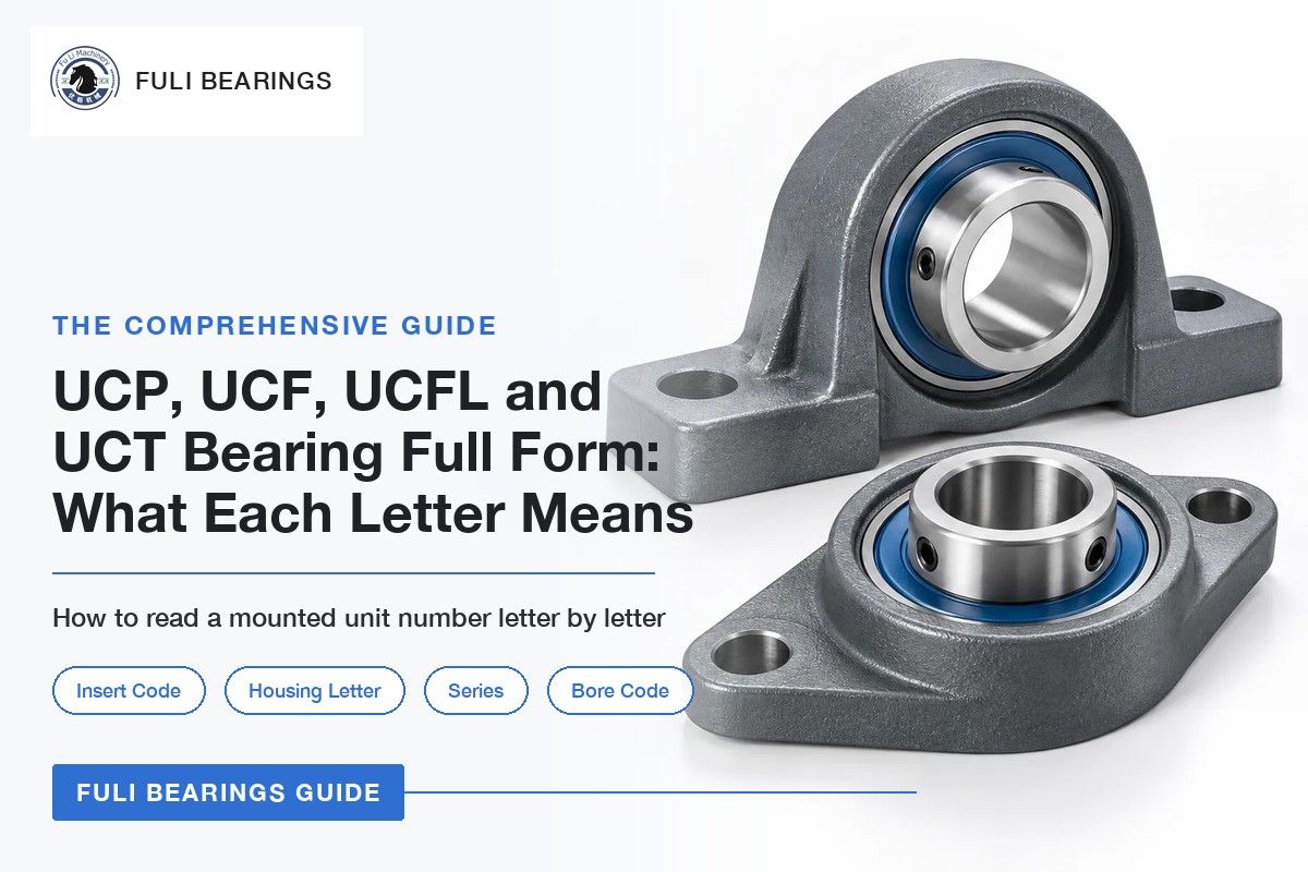 Pillow block and oval flange bearing units on a white surface, with the article title